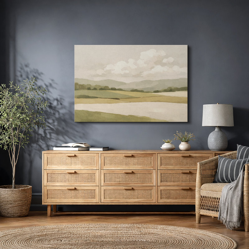 «Abstract Pastel Landscape Horizon Artwork», impression de giclée sur toile encadrée, H 24 po x l 36 po x P 1,5 po