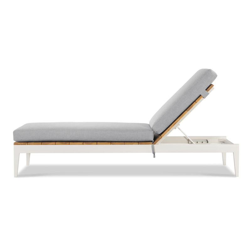 Chaise longue en aluminium / teck Ronan