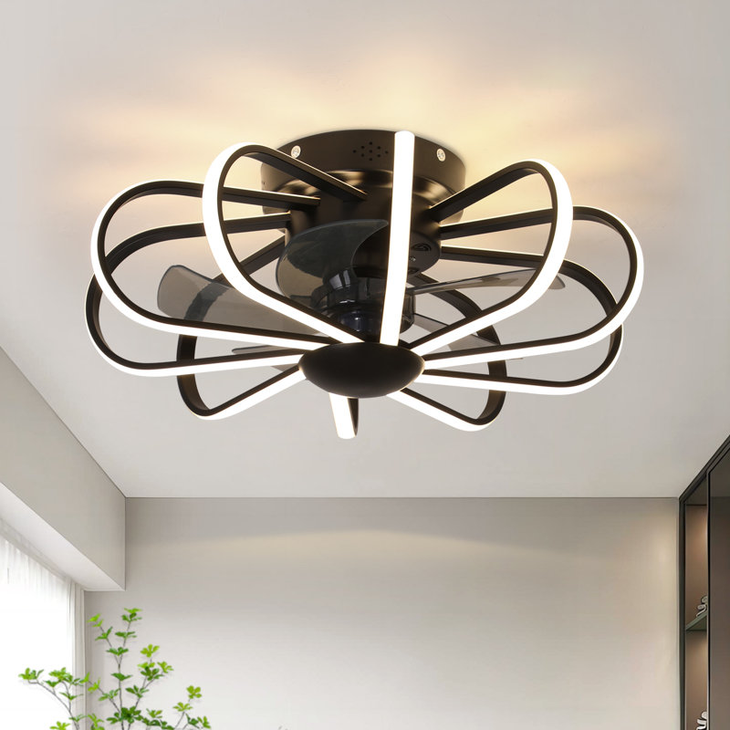 Firebaugh 23.62'' Indoor Bedroom LED Ceiling Fan with Remote Control, Matte Black