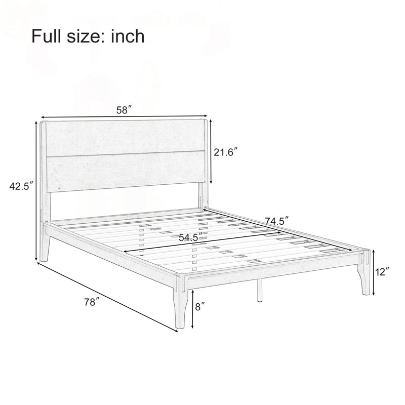 Lit plateforme moderne en bois de bambou de taille moyenne de 12 pouces avec support en métal durable, aucun sommier tapissier requis, assemblage facile