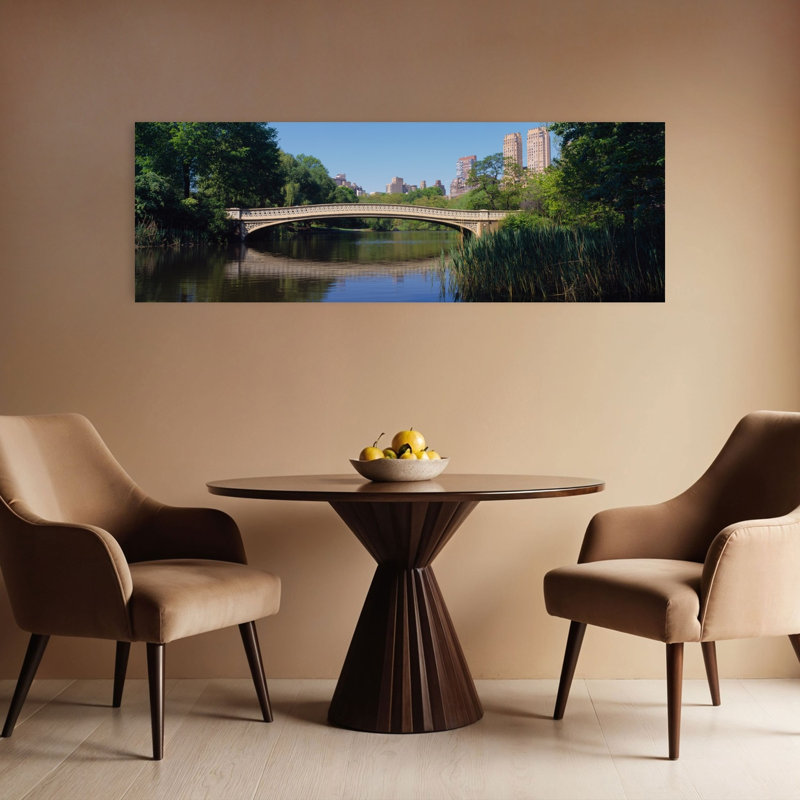Bridge Across A Lake Central Park New York City New York State USA by Erik Rank - Wrapped Canvas Panoramic Print