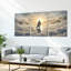 Ensemble de 3 tableaux religieux sur toile tendue représentant Jésus marchant sur les nuages-727254584