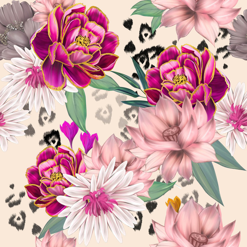 Peel & Stick Floral Wall Mural, 8.33' W x 8.33' L