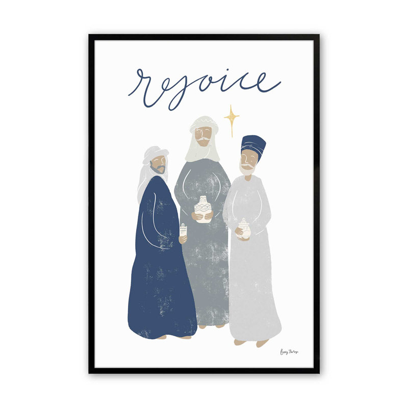 Crèche de Noël 24 po x 18 po, impression de crèche de Noël II dans un cadre de ciel électrique, Cadre noir satiné