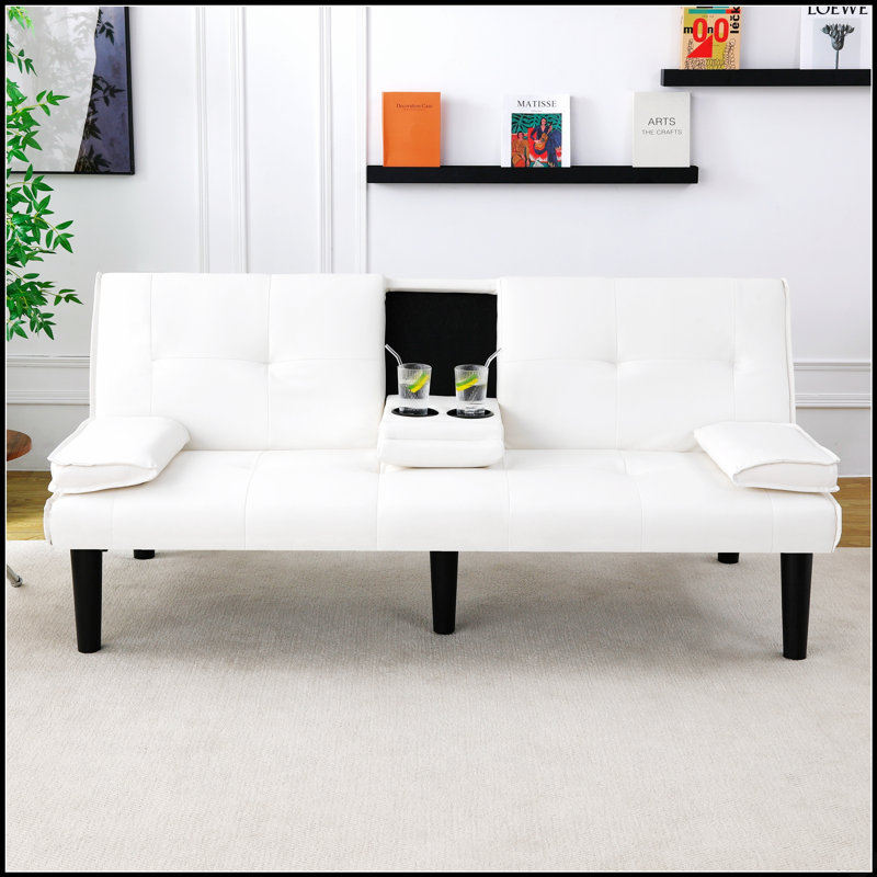 Canapé-lit pliable et polyvalent avec porte-gobelets pour la transformation des chambres d'amis et l'optimisation de l'espace dans les espaces de vie.