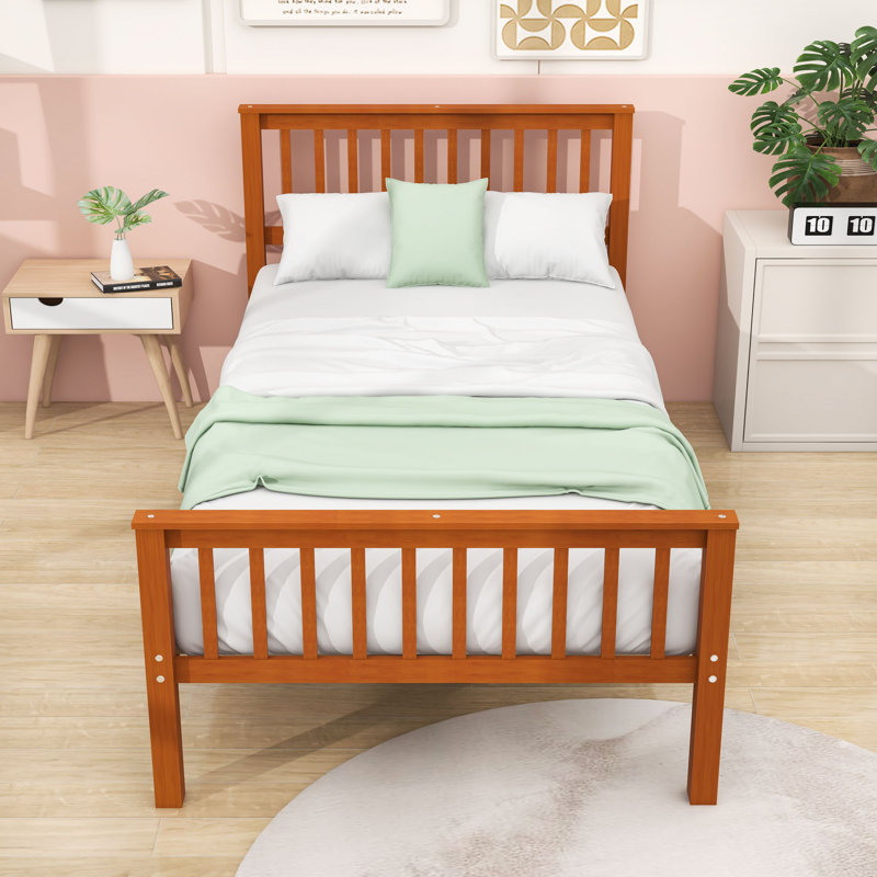 Lit plateforme simple en bois avec tête et pied de lit, Chêne
