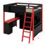 Lit mezzanine double en bois avec bureau, structure de lit mezzanine avec tiroirs de rangement, tablettes et lumières-1994477708