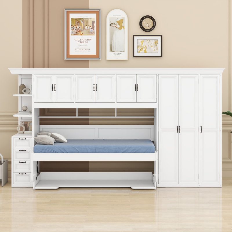 Lit escamotable avec garde-robe Murphy, Blanc