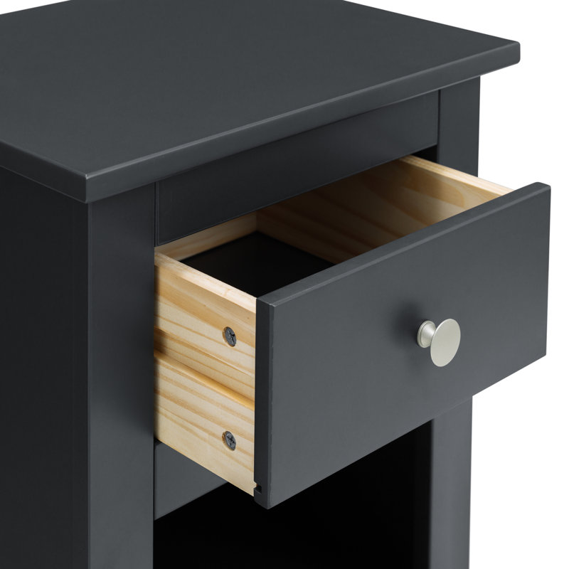 Payeur 43cm W Solid Wood Bedside Table, Black