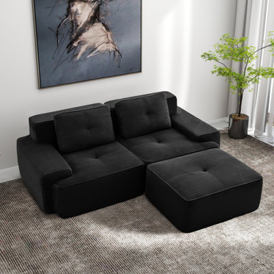 82" Modern L-Shaped Modular Sectional Sofa For Living Room, Corduroy Fabric