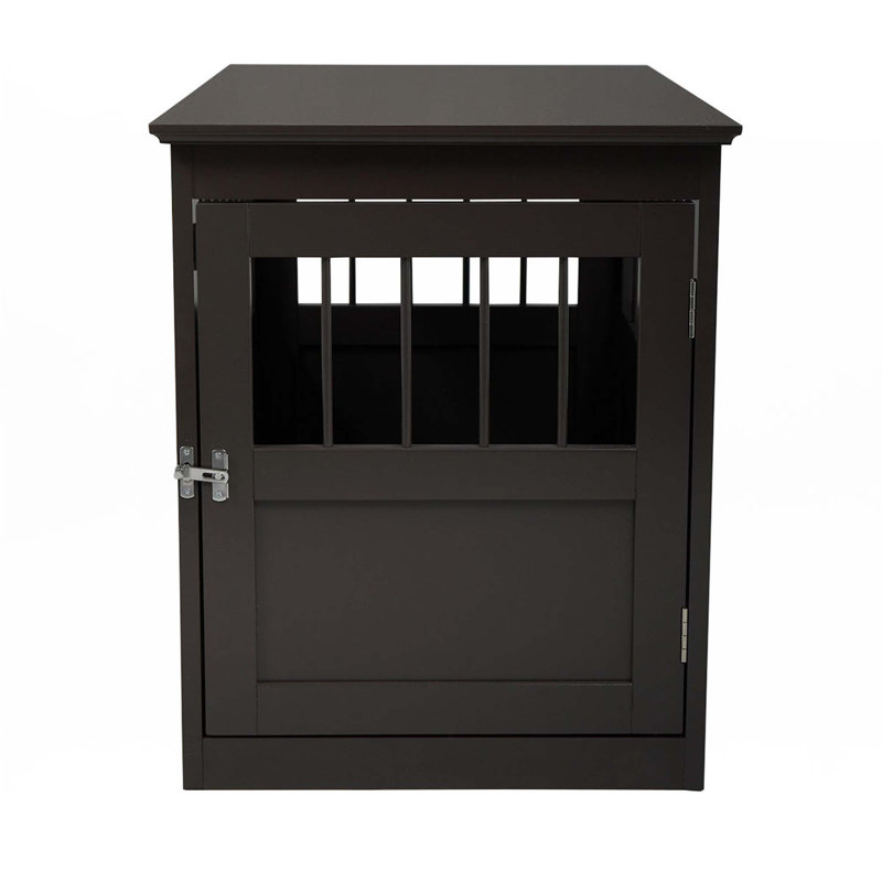 Wood Dog Crate Furniture, End Table Designed Dog Kennel With Side Slats