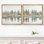 Doux automne arbres au bord du lac réflexion paysage mural encadré chambre à coucher principale, œuvre d'art 2 pièces