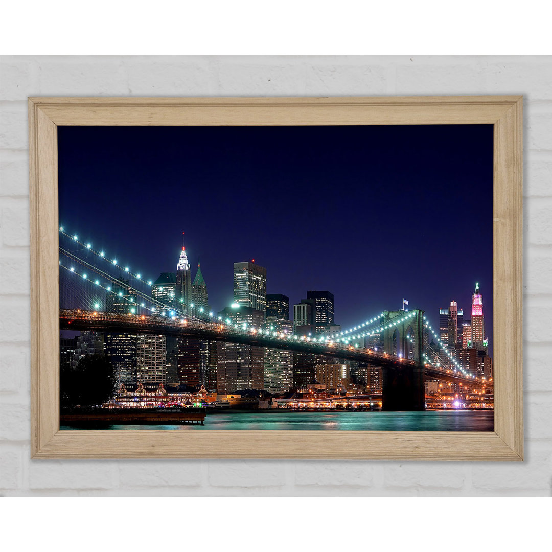 Brooklyn Bridge New York Lights - Einzelne Bilderrahmen Kunstdrucke