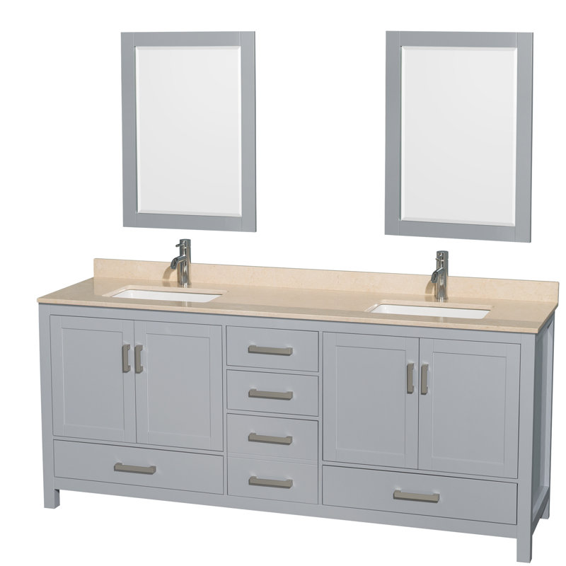 Sheffield 79" Double Bathroom Vanity Base Only, Gray