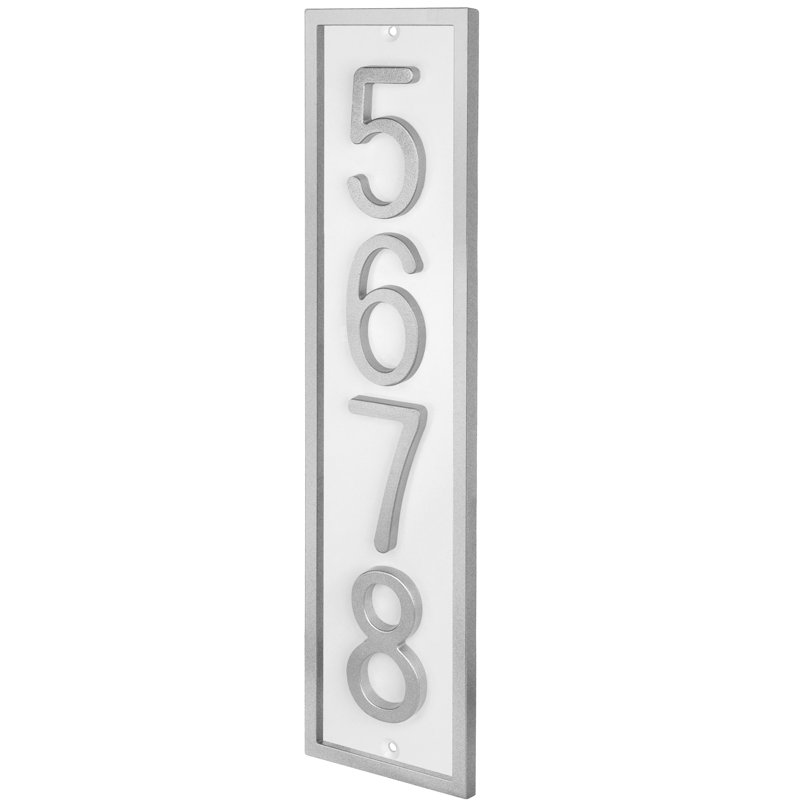 Plaque d'adresse flottante en aluminium Royal Shade, Argent argent, Oui, Blanc
