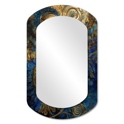 Miroir mural asymétrique bleu et or Melho de Boho II - Boho Feather