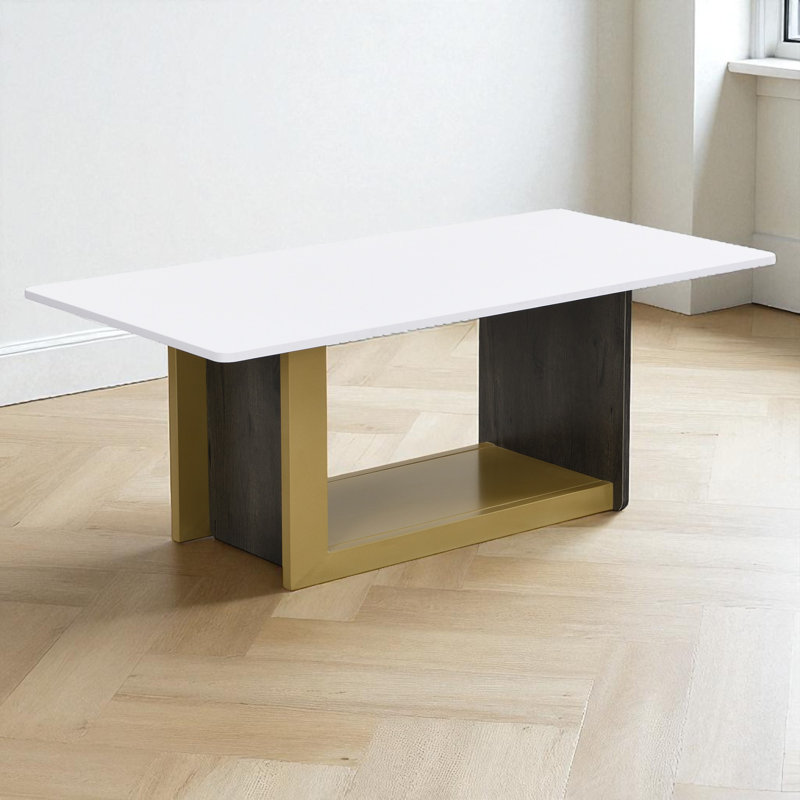 Modern Living Room TV Stand And Coffee Table Set, White