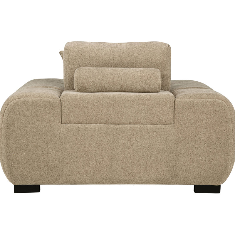 Chaise contemporaine rembourrée en chameau avec dossier réversible et coussin décoratif pour une utilisation polyvalente