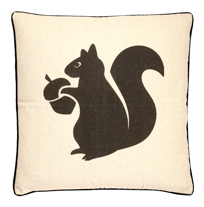 Coussin décoratif en plumes d'oies et imprimé écureuil Animal
