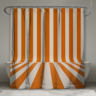 Orange White Vertical Stripes Shower Curtains Extra Long