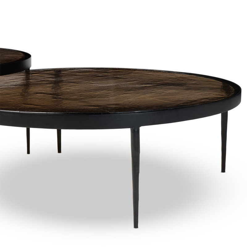 Yoko Nesting Set Of 2-Smoked Brown Cast Glass, Smoked Brown Cast Glass