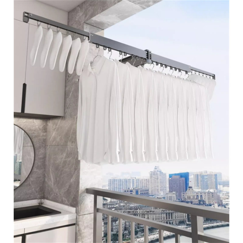 Portant à vêtements compact rétractable Aerowing, H 6,57 po x l 63,58 po x P 15,47 po
