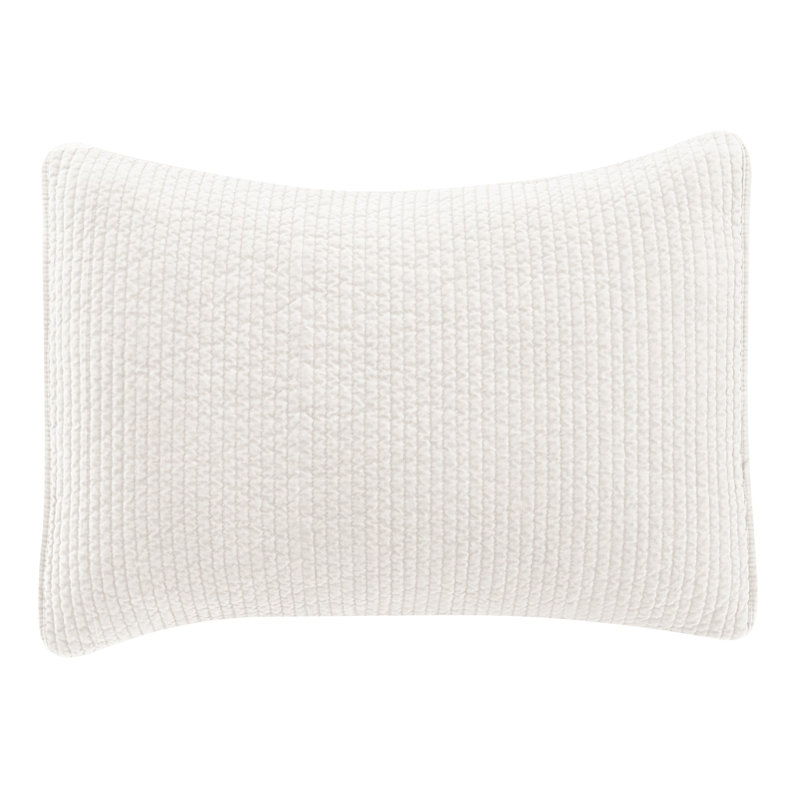 Taie décorative moderne en velours de coton matelassé Stone, Très grand, Blanc rétro