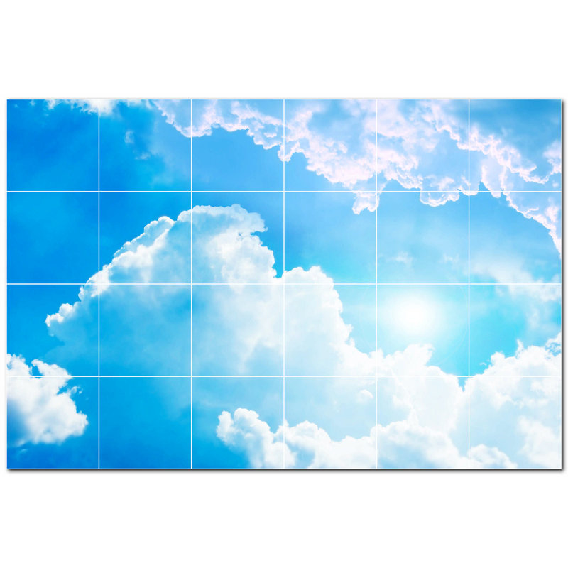 Clouds Photo 8'' x 8'' Satin Ceramic Decorative Mural