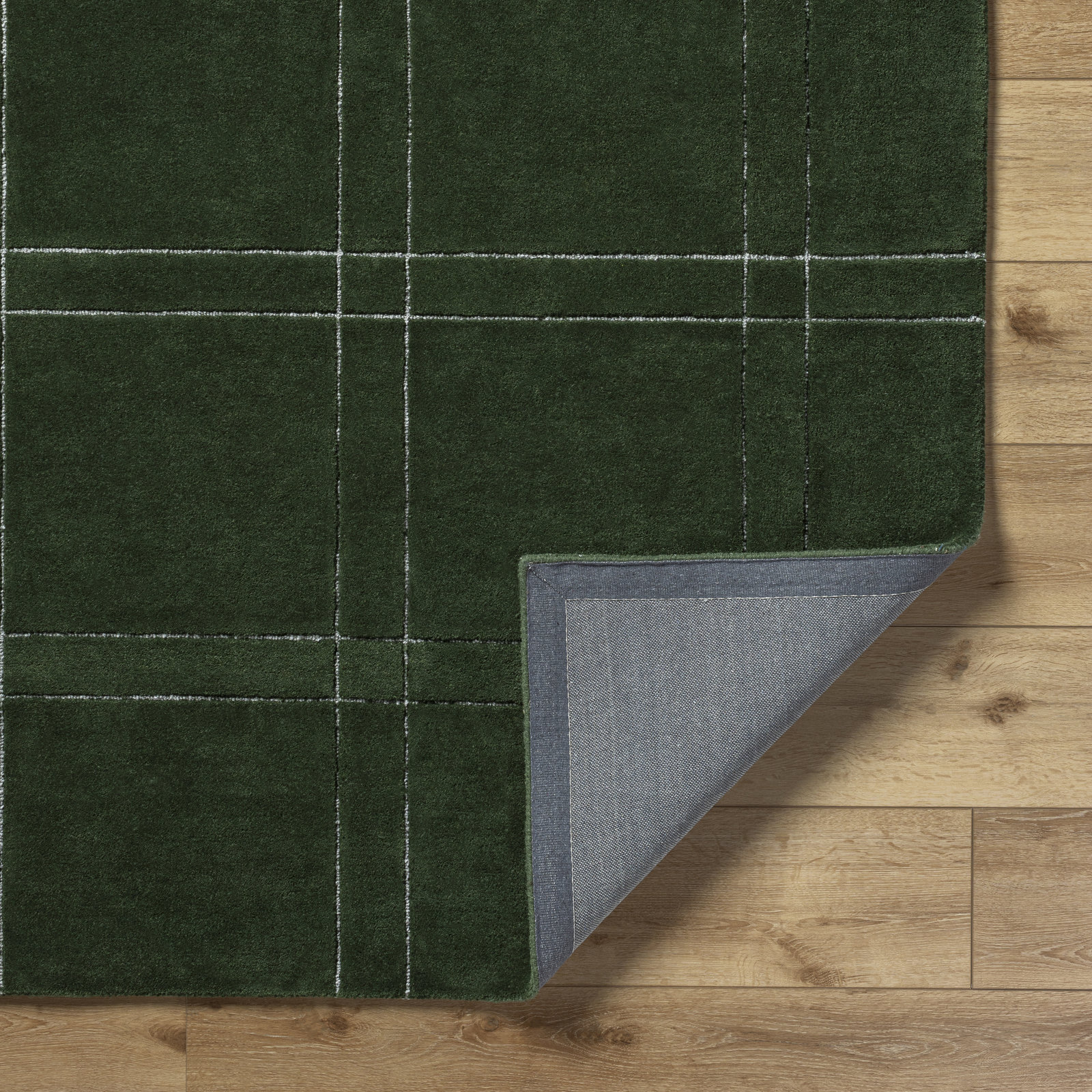 Hand-Tufted Green Plaid Rug, Runner 3' x 10'