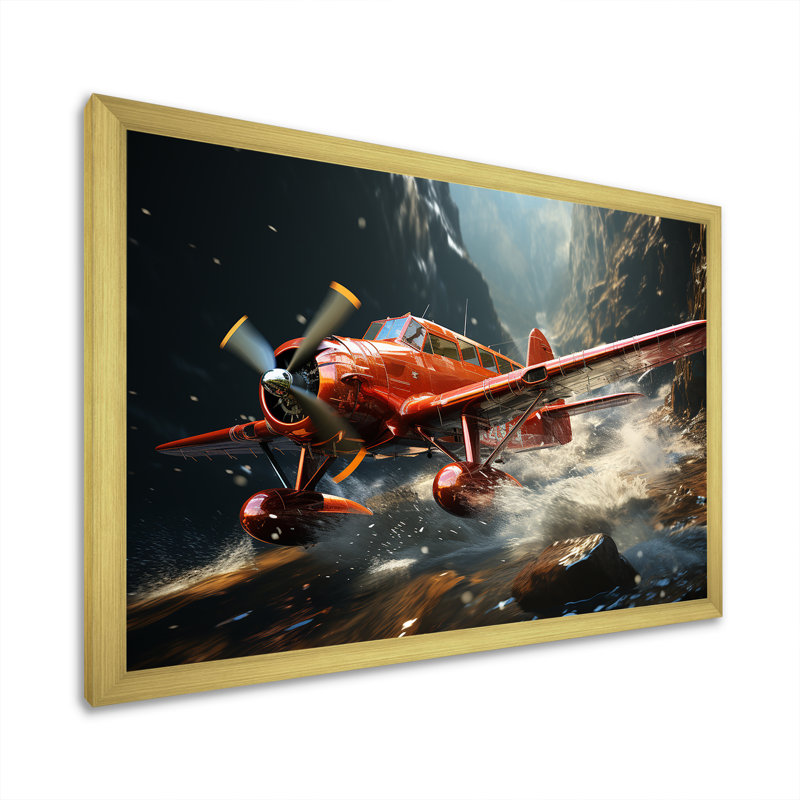 An Blur Plane In Flight - Plane Wall Art Living Room, Cadre photo doré simple, H 34 po x l 44 po x P 1,5 po