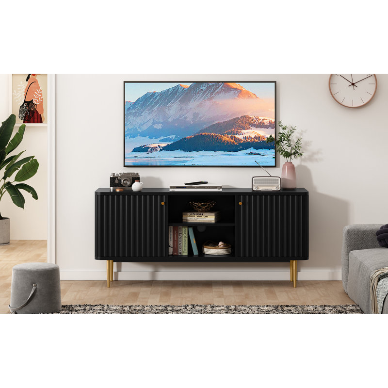 Meuble télé 55 po avec rangement Alyun, Noir