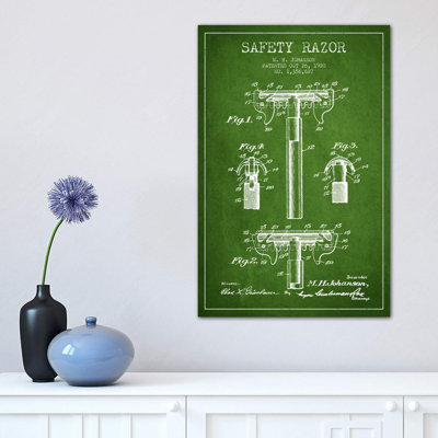 Razor Green Patent Blueprint 1 Piece Wrapped Canvas Wall Art