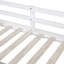Lit mezzanine simple bas blanc avec bureau à roulettes - Bois massif pour un bureau de chambre à coucher confortable, une tablette et un espace utile