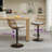 Modern Fabric Upholstered Height Adjustable Rattan Swivel Barstools With Vintage Round Base, Set Of 2-1412933629