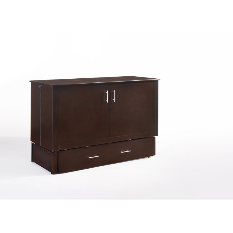 Grand lit escamotable avec armoire et rangement, Chocolat