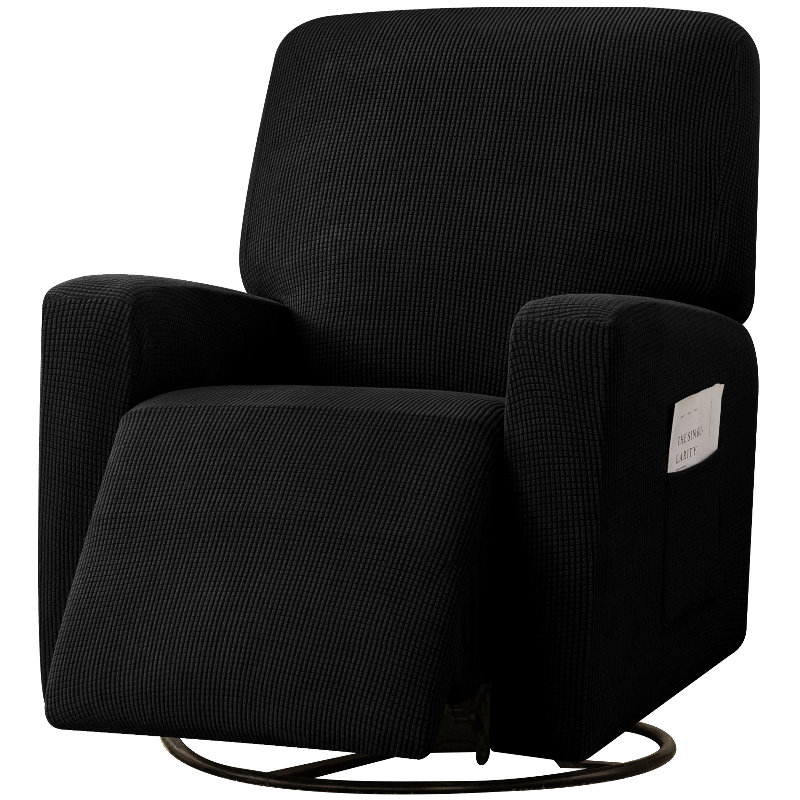 Housse pour fauteuil inclinable à coussins carrés/rectangulaires, Mélange de polyester noir