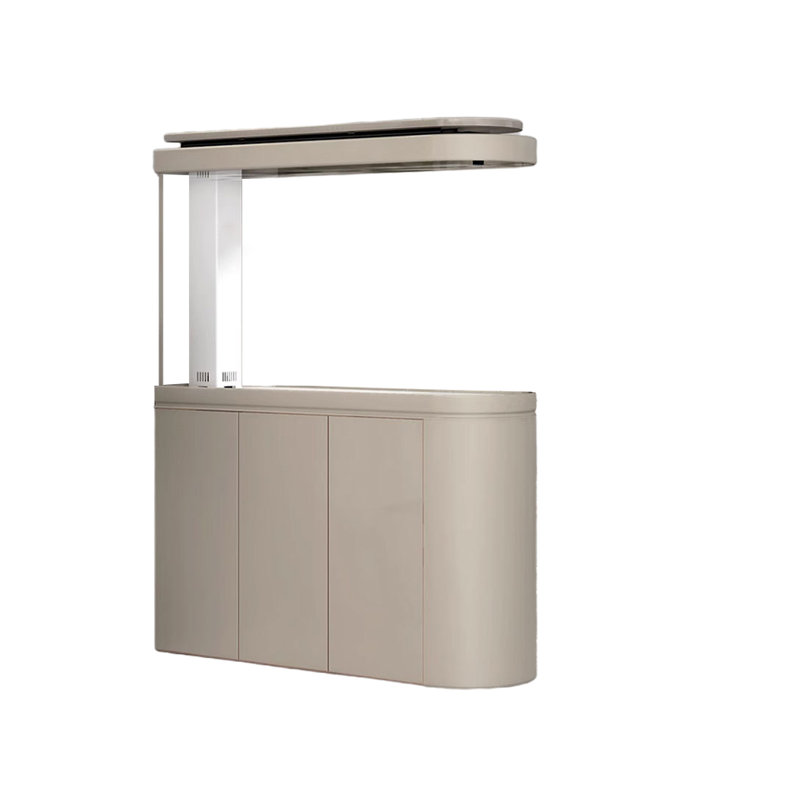 Aquarium aquarium semi-circulaire simple et moderne, H 61,4 po x l 47,2 po x P 15,7 po, Kaki