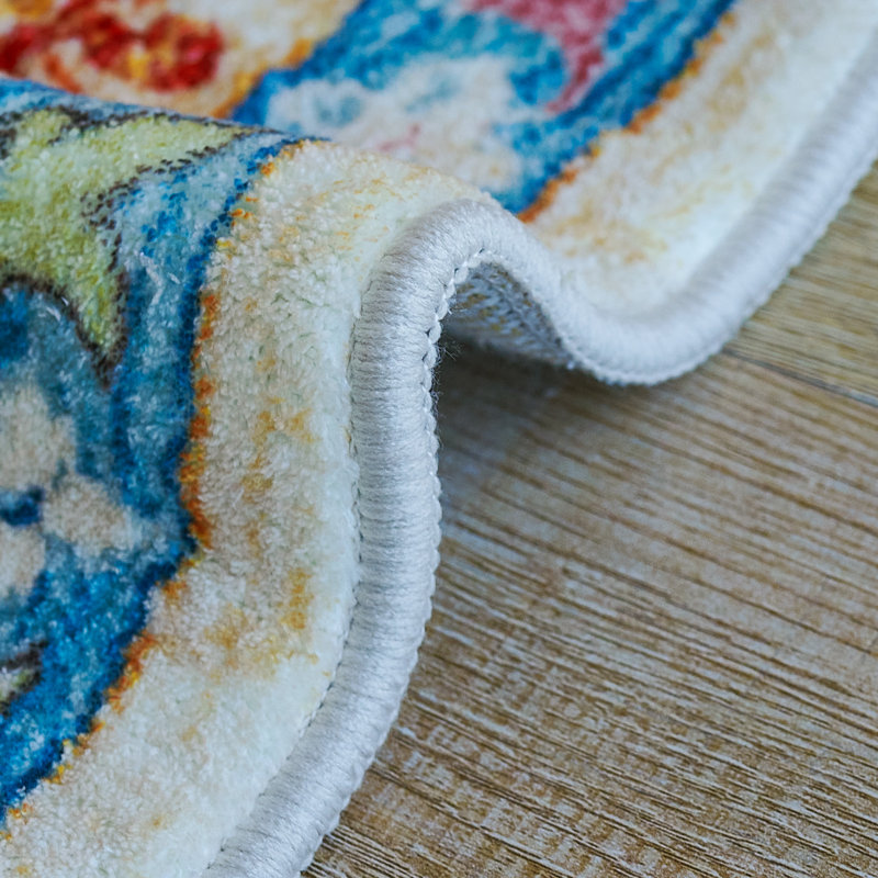 Tapis à motif floral lavable Scheri, Rectangle de 5 pi x 8 pi