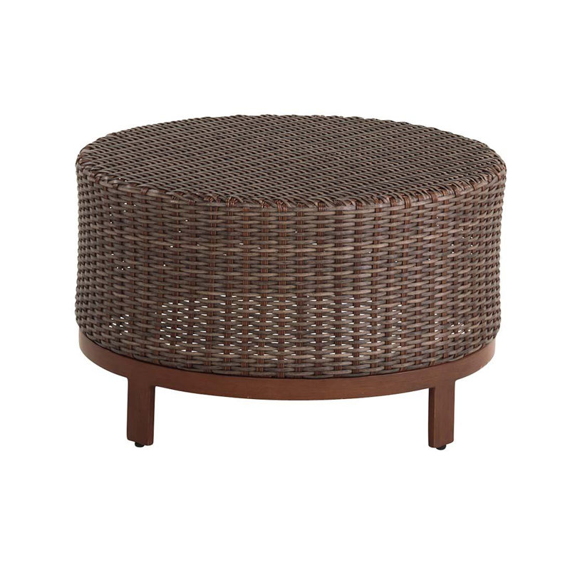Brown Round Weather Resistant Wicker Outdoor Coffee Table