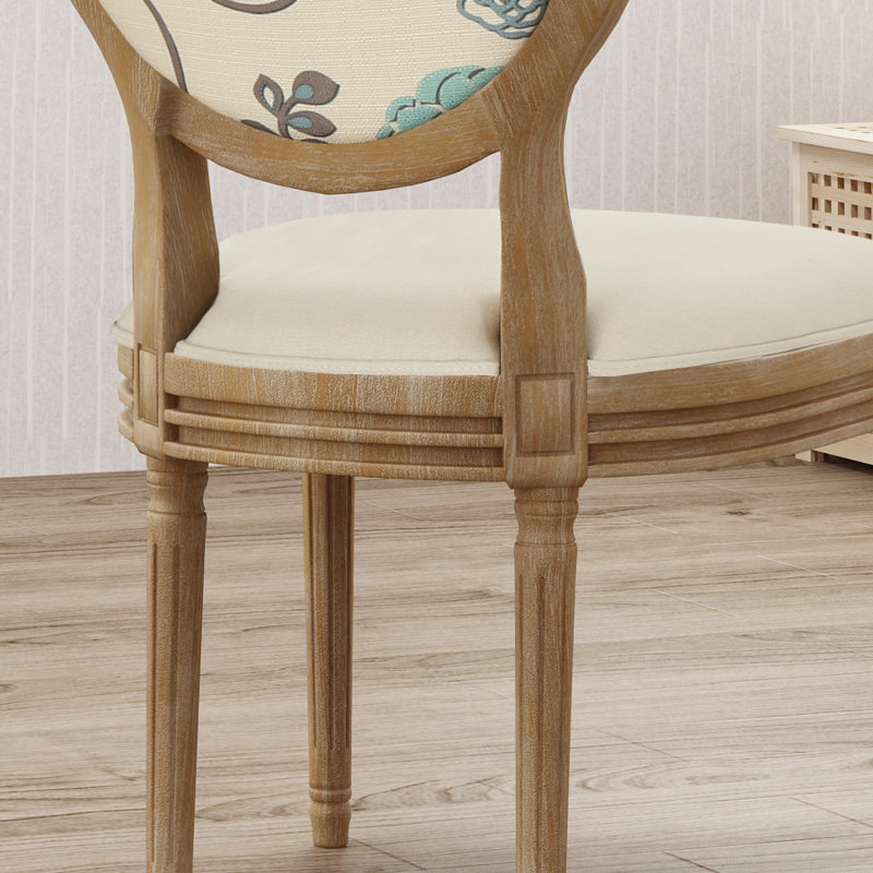 Saratoga 19.25'' H Upholstered Side Chair, Blue/Beige, Wood