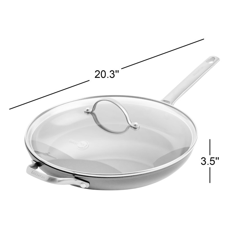 GreenPan Reserve Hard Anodized Healthy Ceramic Nonstick 12" Frying Pan Skillet, Gold Handle, Julep/Gold