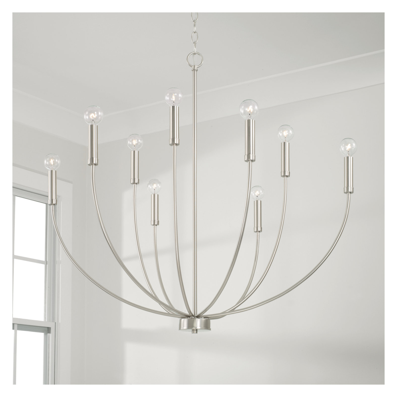 Ansley Dimmable Classic / Traditional Chandelier, Brushed Nickel, 9 Lights
