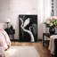 «Minimalist White Heron on Curved Branch at Night», reproduction d'art sur toile encadrée-592069116-592069112
