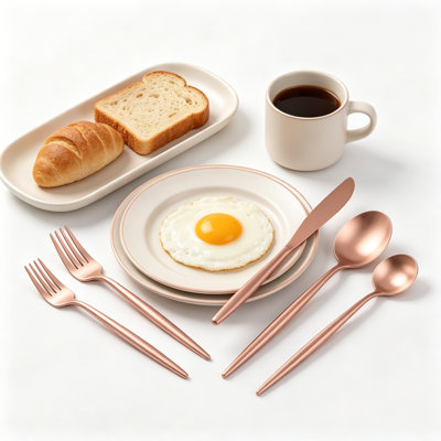 30-Piece Matte Rose Gold Flatware Set For 6, Premium Stainless Steel Cutlery Set With Satin Finish, Heavy Duty Knives Forks Spoons Set, Dishwasher Safe