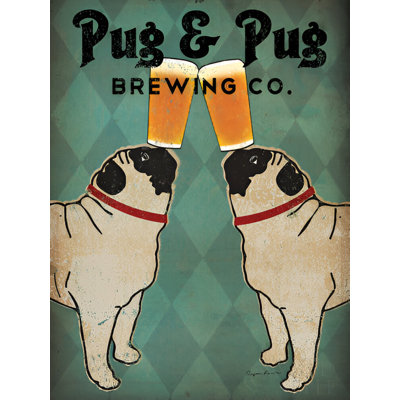 «Pug and Pug Brewing Co» par Ryan Fowler, reproduction d'art sur toile tendue