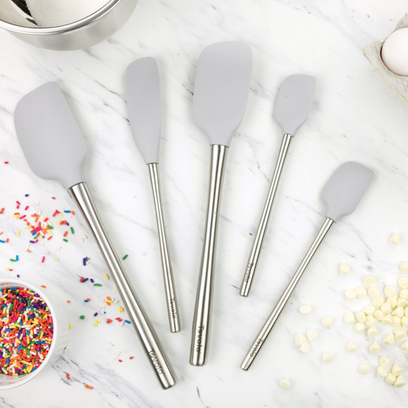 Flex-Core Stainless Steel Handled Spatula 5 Piece Set for Meal, Deep Indigo