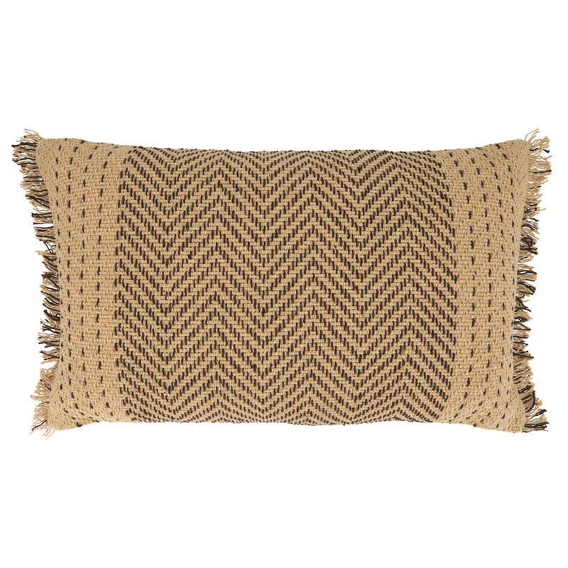 Housse de coussin décoratif moderne 100% coton Kantha Stitch Design 14 X 23 pouces, brun, Rectangle H 14 po x l 23 po, Brun