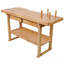 Établi professionnel 60 po en bois d'hévéa massif avec 2 tiroirs, tablette ouverte, finition naturelle pour garage, atelier de menuiserie et utilisation domestique