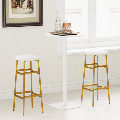 Ensemble de 2 tabourets de bar avec structure en métal robuste et repose-pieds pour îlot de cuisine