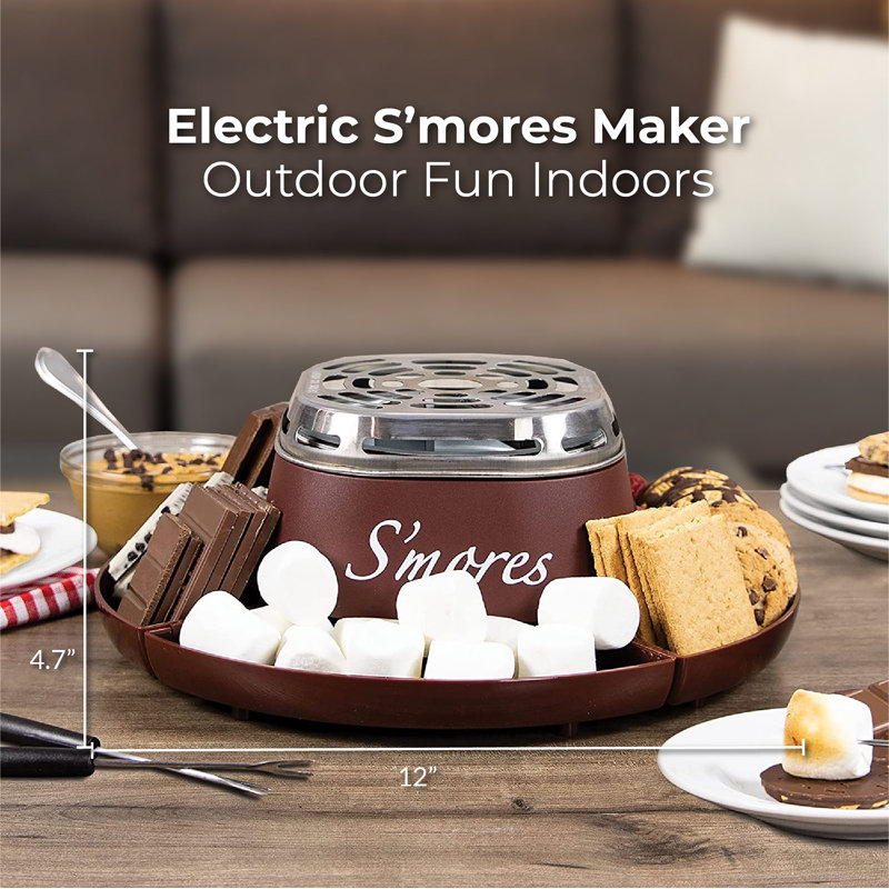 Indoor Electric Stainless Steel S'mores Maker with Brown Tray